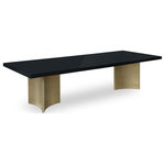 Meridian Furniture - Immerse Dining Table, Black - Enjoy oodles of elbow room with this Immerse dining table. Designed to accommodate the whole gang for meals large and small, this pretty table features a rich black lacquer top with wood grain details for an upscale presentation in your dining room space. A steel base supports the amply sized top and features a brushed gold finish for an elegantly eye-catching look.