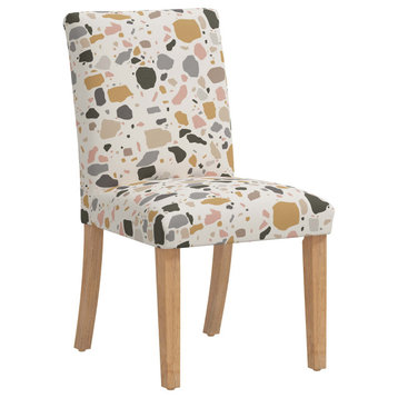 Square Dining Chair With Tapered Legs, Terrazzo Mustard Multi Oga