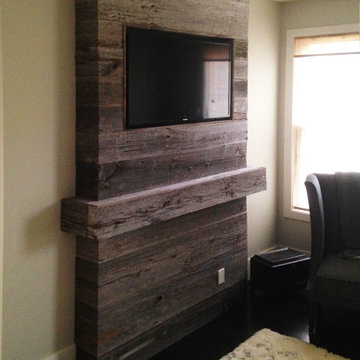 Reclaimed Barn Board Mantle and Fireplace Surround