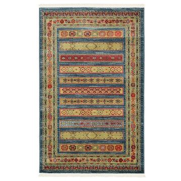 Contemporary Frederica 3'3"x5'3" Rectangle Denim and Scarlet Area Rug