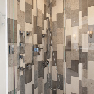 Artful Stonework in Master Shower
