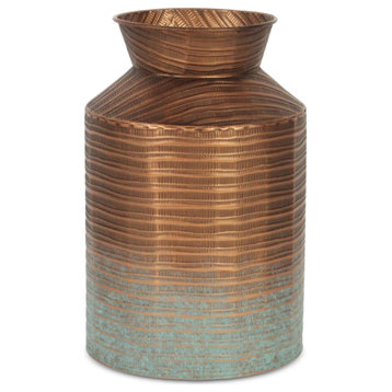 Kyani Copper and Rustic Teal Milk Jug Vase Decor - Large