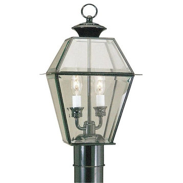 2-Light Outdoor Post Lantern, Black