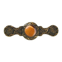 Inviting Home Inc. - Victorian Pull, 24K Gold Plate With Tiger Eye - Cabinet And Drawer Handle Pulls