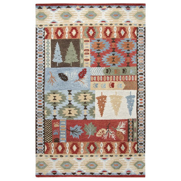 Alora Decor Itasca 5' x 8' Patchwork Brown/Blue/Beige/Red Hand-Tufted Area Rug