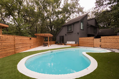 Inspiration for a modern deck remodel in Other with a pergola