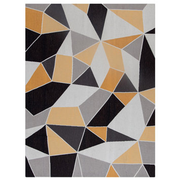 Figueres Yellow and Gray Rug'd Chair Mat, 36"x48", .25" Pile Height