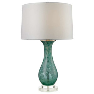 Yvonne Mottled Green Blue Crackled Glass Table Lamp