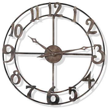 Rustic Pewter Metal Wall Clock, 31"Wx31"H2"D