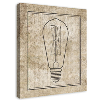 Edison Bulb on Distressed Background 24x30 Canvas Wall Art