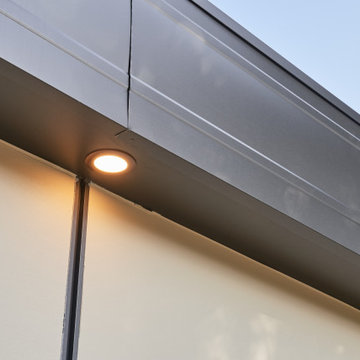 Soffit lights highlight architectural details