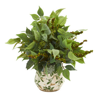 Nearly Natural Puff Ivy Artificial Plant in Stone Planter