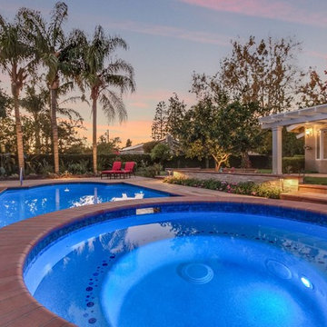 Pool with Creative Tile Details at Twilight