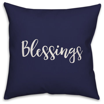 Blessings in Navy 18x18 Throw Pillow Cover