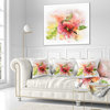 Pink And Red Floral Design Watercolor Floral Throw Pillow, 18"x18"