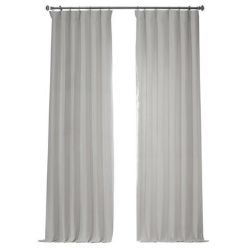 French Linen Curtain Single Panel, Crisp White, 50"x96"