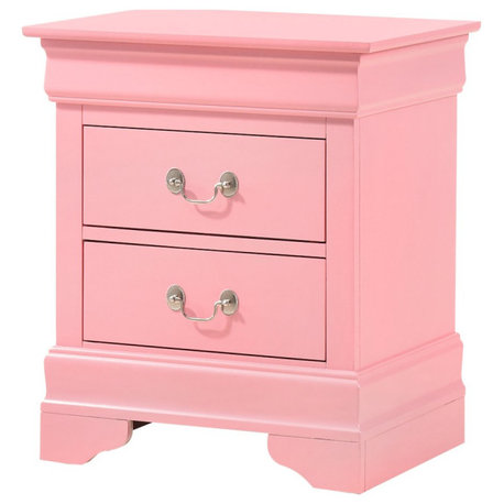 Glory Furniture LouisPhillipe Night Stand in Pink Color