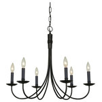 Artcraft - Wrought Iron 6-Light Black Chandelier - Pot Racks 6 lite chandelier features hand forged and carefully shaped arms in black finish Limited Lifetime Warranty Artcraft Lighting warrants that this product will be free of electrical or structural defects for the lifetime of the original owner. Should any electrical or structural part (wiring switches sockets plugs supporting rods or the like) fail through any defect in materials or workmanship during the life of the original owner Artcraft will repair or replace (at our option) the item free of charge or equivalent if original product is no longer available. Shipping is the responsibility of the owner. Artcraft products are made of the finest material available and are carefully manufactured,old fashion Artisans using the most advanced techniques in order to provide you beautiful lighting. Although user serviceable items like bulbs ballasts and transformers do require periodic replacements we use only the highest performance components available. We thank you for choosing Artcraft.