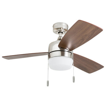 Honeywell Barcadero Modern Ceiling Fan With Light, 44", Brushed Nickel