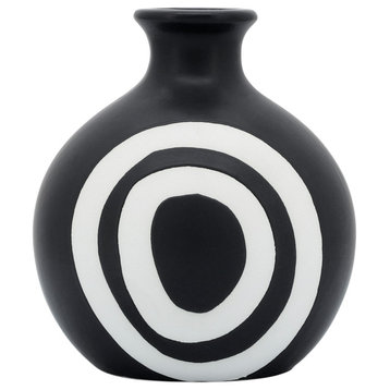 Ceramic 7"H Abstract Vase, Black