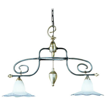 Country Line 1832 Pendant, Verdigris And Rust, Satin White and Brick Red