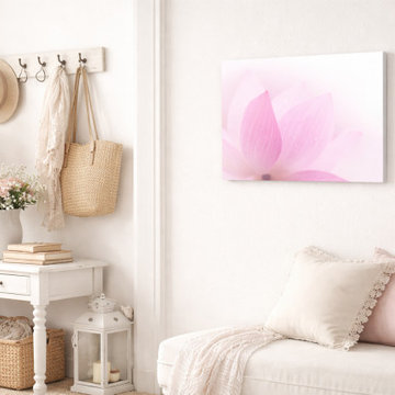 Closeup on Lotus Flower Petal Shabby Chic Style Wall Art