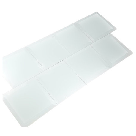 Frosted Elegance 8"x 8" Beveled Glass Square Tile,Matte Mint Blue, Piece