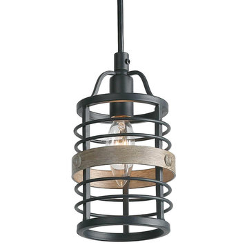 LNC 1-Light Farmhouse Matte Gray Cylinder Single Mini Pendant Lighting