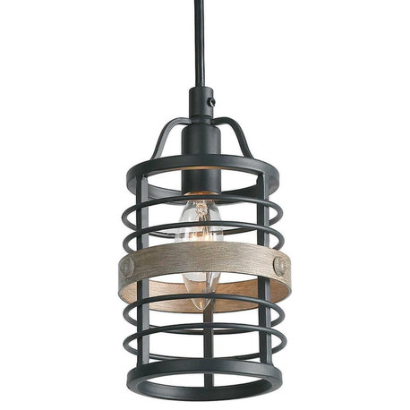 LNC 1-Light Farmhouse Matte Gray Cylinder Single Mini Pendant Lighting