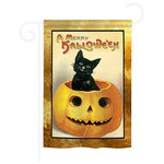 Breeze Decor - Halloween Merry Halloween 2-Sided Impression Garden Flag - Size: 13 Inches By 18.5 Inches - With A 3" Pole Sleeve. All Weather Resistant Pro Guard Polyester Soft to the Touch Material. Designed to Hang Vertically. Double Sided - Reads Correctly on Both Sides. Original Artwork Licensed by Breeze Decor. Eco Friendly Procedures. Proudly Produced in the United States of America. Pole Not Included.