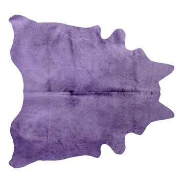 Natural Geneva Cowhide Rug, 6'x7', Purple