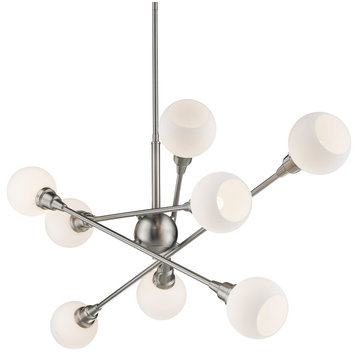 Z-Lite 616-45-LED Titan 8 Light 46"W Opal Glass Globe Chandelier - Brushed