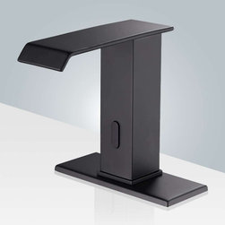 BathSelect Automatic Touchless Sensor Faucet, Black Waterfall - Showerheads And Body Sprays