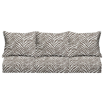 Patio Sofa Cushion, All Weather Sunbrella Fabric Cover With Zebra Pattern, Gray