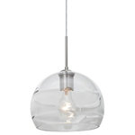 Besa Lighting - Besa Lighting 1JT-SPIR8CL-SN Spirit 8 - One Light Pendant with Flat Canopy - The Spirit 8 Clear Pendant is composed of a clear glass globe, with an interesting circular optical pattern blown as an additional layered ring along the interior wall of the glass. The dramatic play of light through the sculpted layer and onto adjacent surfaces make for a striking affect, along with the modest display of the lamp filament behind the glass. The cord pendant fixture is equipped with a 10' SVT cordset and an low profile flat monopoint canopy. These stylish and functional luminaries are offered in a beautiful brushed Bronze finish.  No. of Rods: 4  Canopy Included: TRUE  Shade Included: TRUE  Cord Length: 120.00  Canopy Diameter: 5 x 5 x 0 Rod Length(s): 18.00Spirit 8 One Light Pendant with Flat Canopy Clear GlassUL: Suitable for damp locations, *Energy Star Qualified: n/a  *ADA Certified: n/a  *Number of Lights: Lamp: 1-*Wattage:60w A19 Medium Base bulb(s) *Bulb Included:No *Bulb Type:A19 Medium Base *Finish Type:Bronze