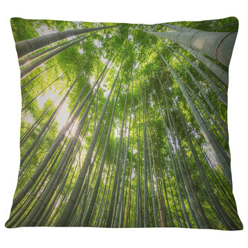 Peaks of Bamboo in Kyoto Forest Oversized Forest Throw Pillow, 16"x16"