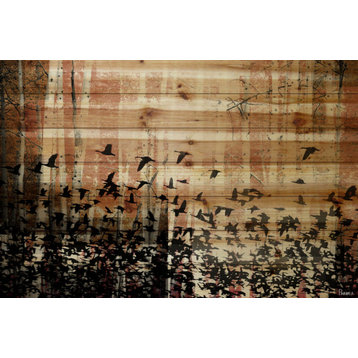 "Aspen Wood" UV Ink Print on Natural Pine Wood, 36"x24"