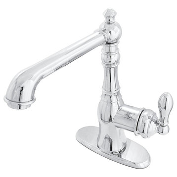 Single-Handle Bathroom Faucet, Push Pop-Up, Polished Chrome