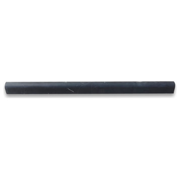 Nero Marquina Black Marble 5/8x12 Pencil Liner Edge Trim Molding Honed, 1 piece