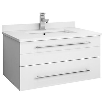 Fresca Lucera 30" Solid Wood Bathroom Cabinet with Undermount Sink in White