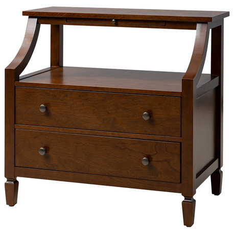 Drawer Nightstand With Built-In Outlets, Set of 2, Walnut