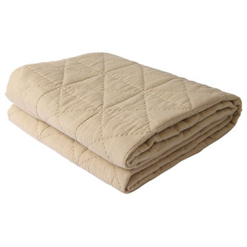 Linen and Cotton Square Quilt, Natural, King