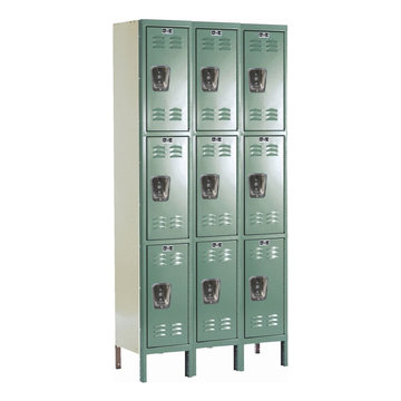 Hallowell 36"W x 15"D x 78"H Double Tier 3-Wide Assembled Premium Locker