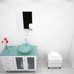 Abaco 39 inch Vessel Sink Bathroom Vanity Tempered Glass Top - Bathroom Vanities And Sink Consoles