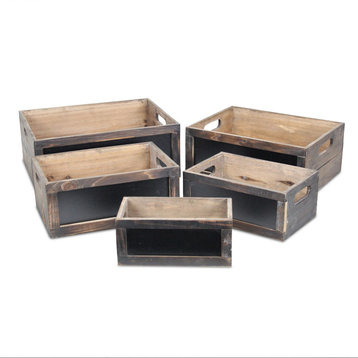 Chalkboard Wooden Crates, Set of 5