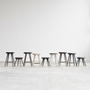 Mater Dining Stool, Gray Stained Oak, Black Leather Seat
