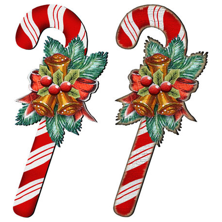 Christmas Candy Cane Rustic Yard Decor Outdoor Set of 2