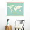 Personalized World Map Art Poster With Wood Frame Kit, 24"x18"