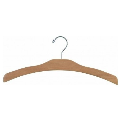 Wooden Arched Top Hanger, Natural/Chrome Finish, Box of 50
