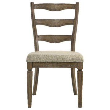 ACME Furniture Parfield 19" Fabric Side Chairs in Cream/Weathered Oak (Set of 2)
